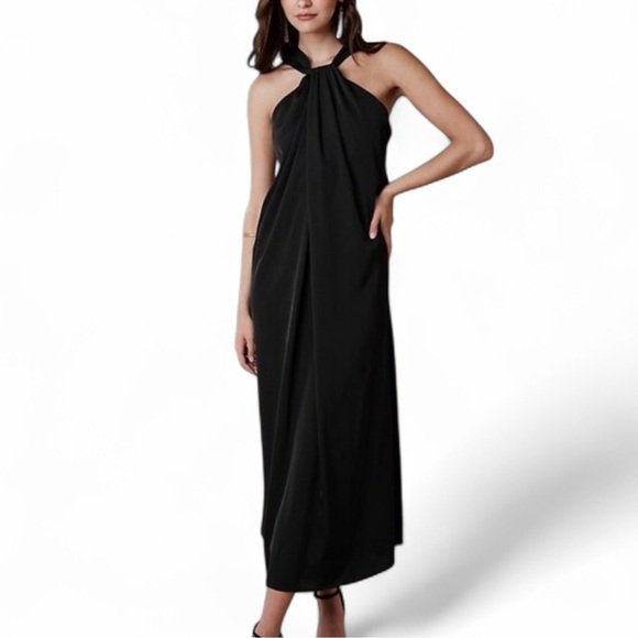 Banana Republic Dresses & Skirts - Banana Republic Satin Twist-Neck Dress in Black. - Size 6